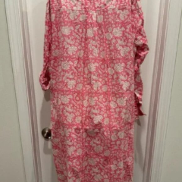 J.crew Sz block prints pink floral tunic dress coverup size small - Picture 2 of 5
